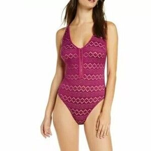 NWT Free People Thank You Never Bodysuit Mesh Lace Tank Top Mertle Magenta Sz S